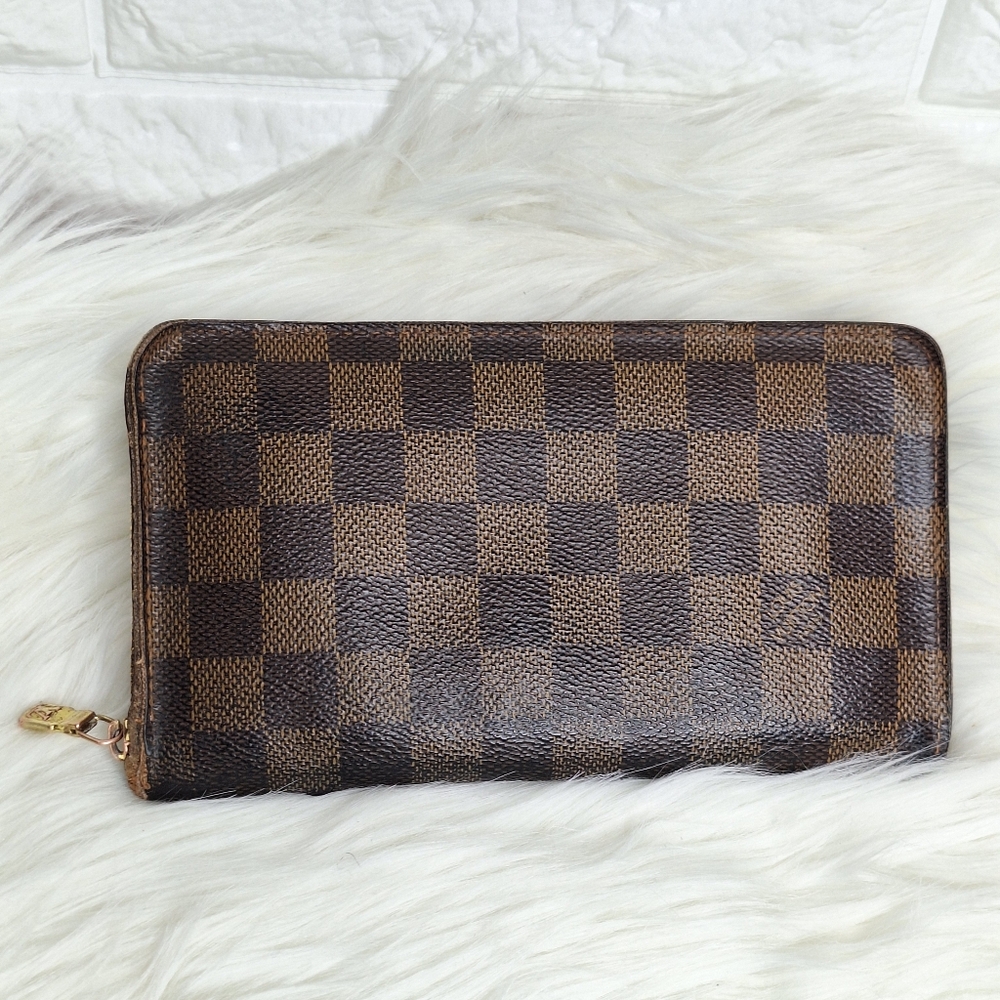 LOUIS VUITTON Zippy Damier Long Zipper Wallet LV Brown